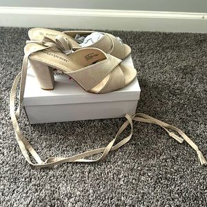 Beige Lace up Sandals